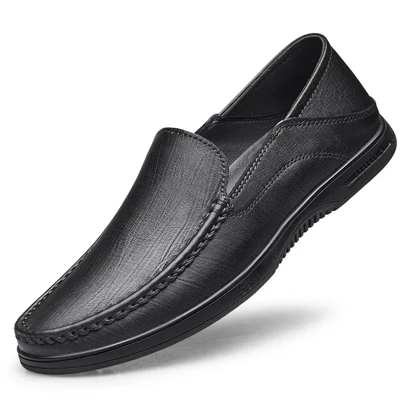 Hnzxzm Men Casual Shoes Luxury Brand Summer Fashion Genuine Leather Mens Loafers Hollow Out Breathable Slip on Driving Flat Shoes