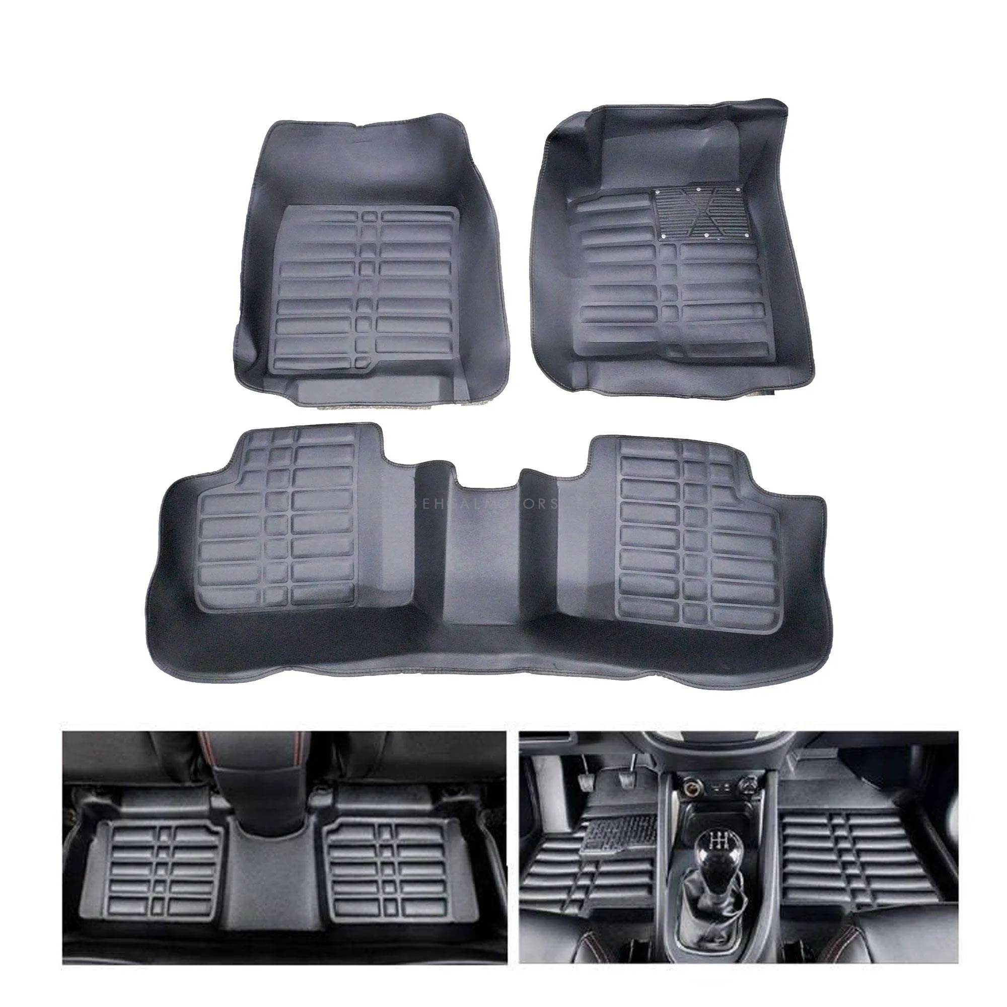 Honda Civic 5D Custom Floor Mat Black 3 Pcs - Model 2016-2024