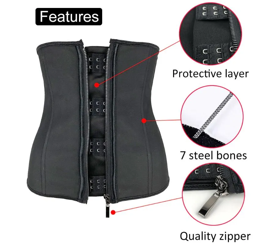 Hook and Zip Latex Workout Belt Waist Trainer