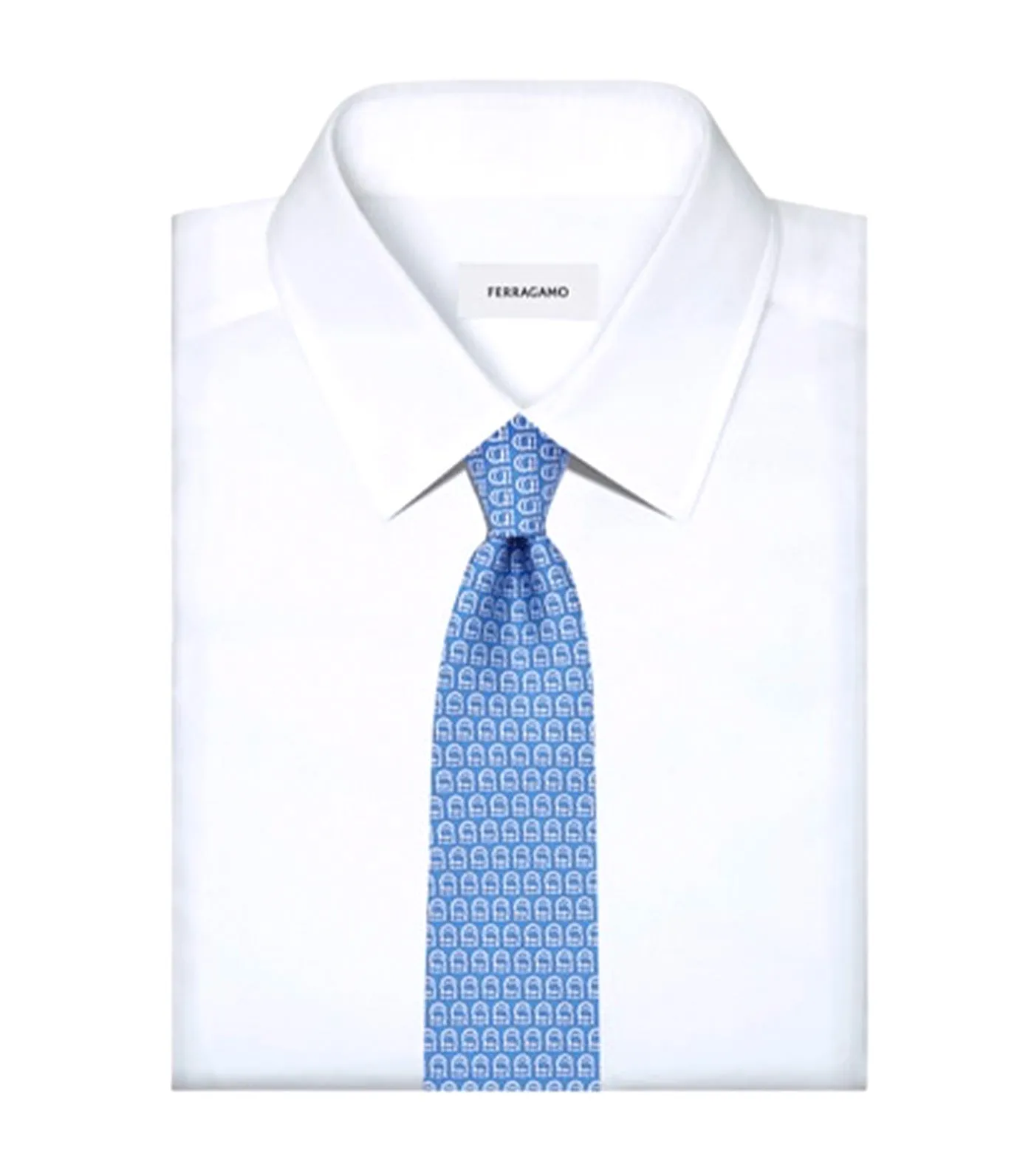 Interwoven Gancini Print Tie Light Blue/Ivory