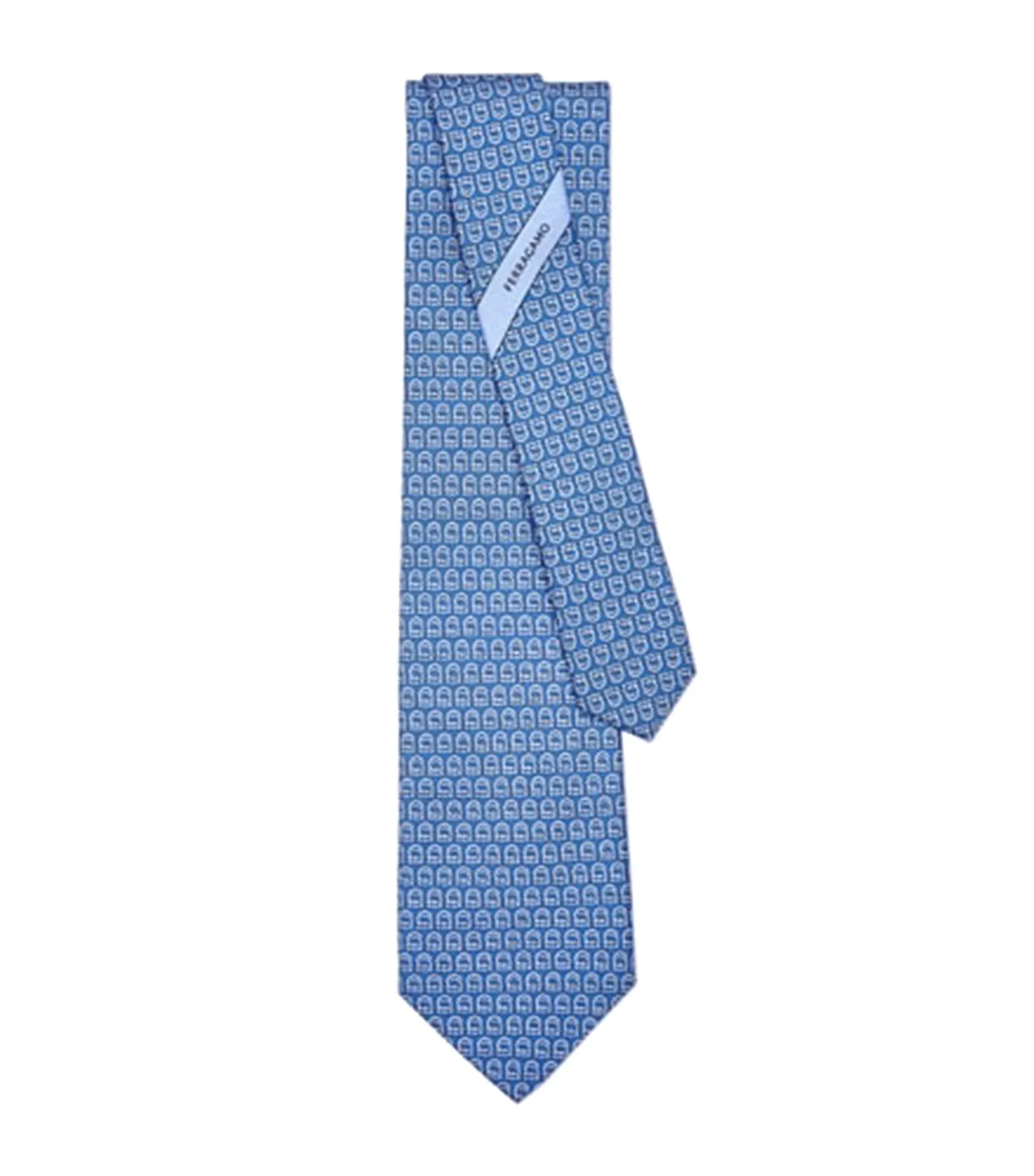 Interwoven Gancini Print Tie Light Blue/Ivory