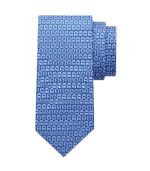 Interwoven Gancini Print Tie Light Blue/Ivory