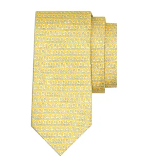 Interwoven Gancini Print Tie Yellow