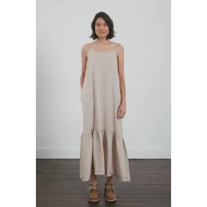 Jolie Frayed Linen Maxi - Natural