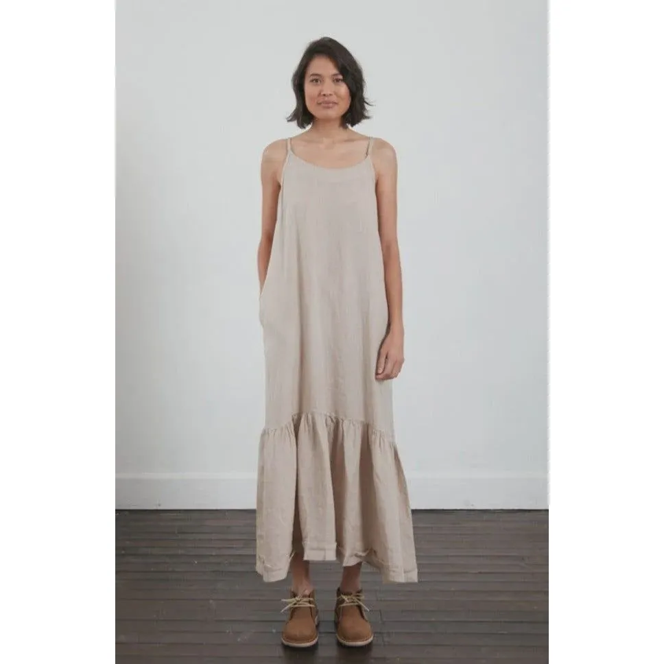 Jolie Frayed Linen Maxi - Natural