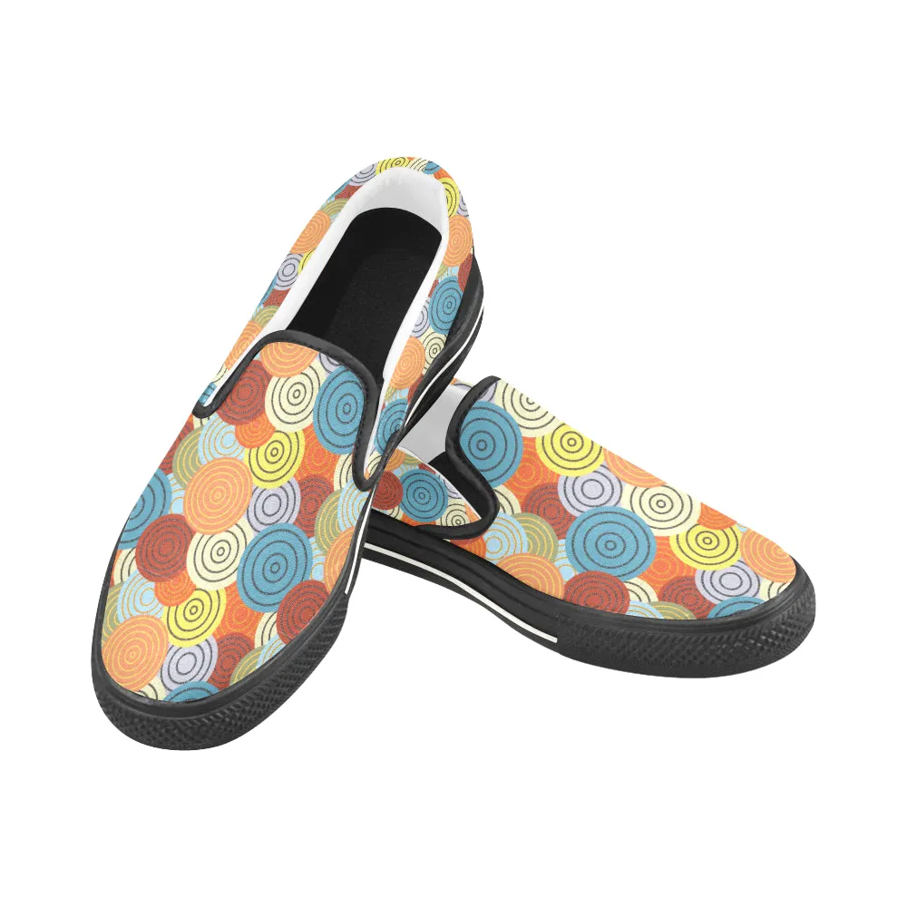 Kids's Concentric Polka Print Canvas Slip-on Shoes