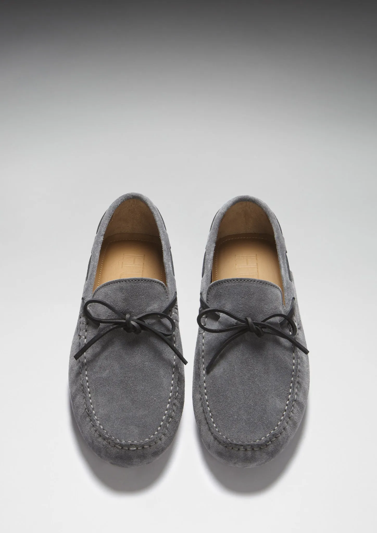 Laced Driving Loafers, slate grey suede