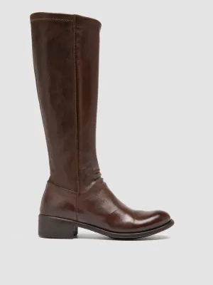 LIS 005 Cigar - Brown Leather Zipped Boots