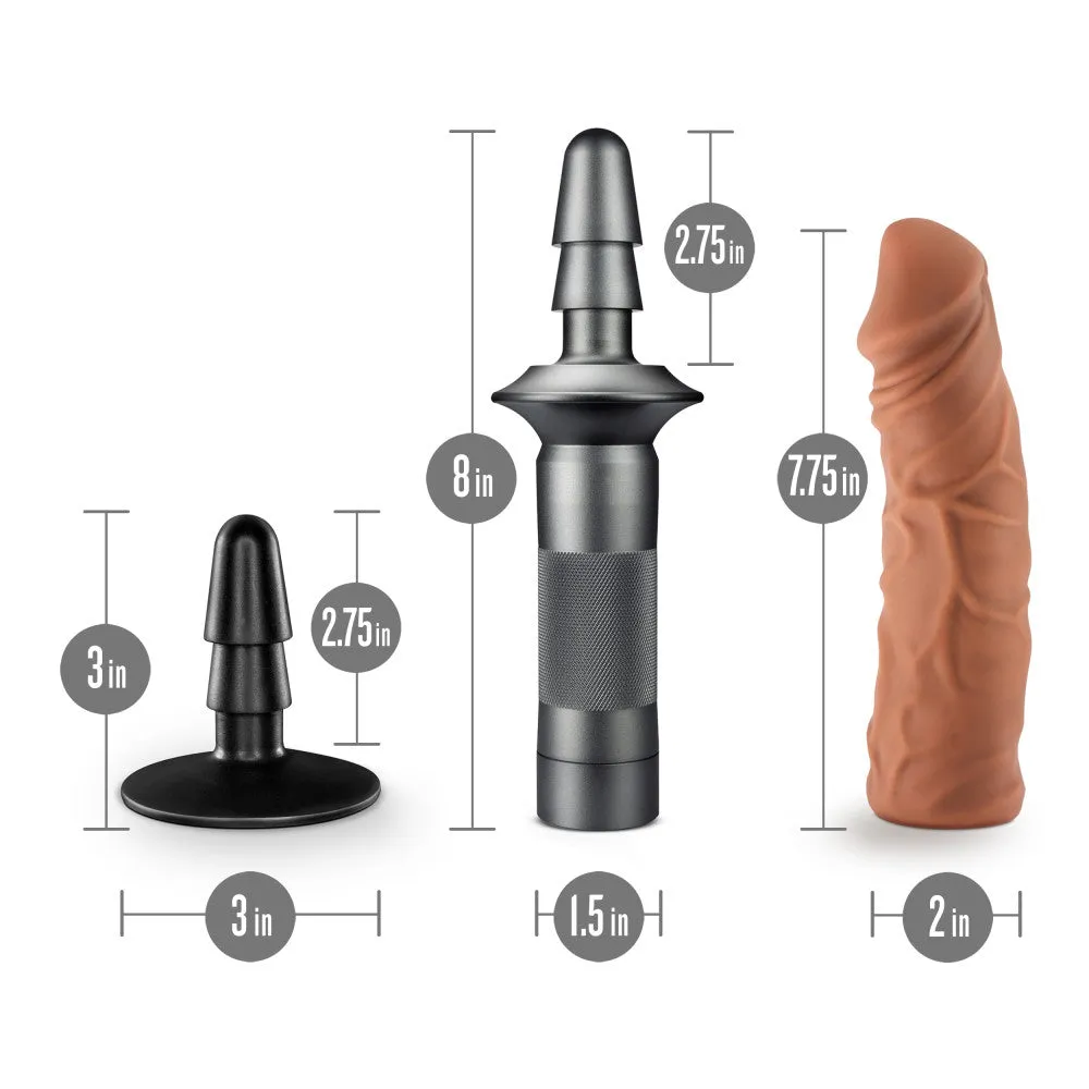 Lock On By Blush® | Karbonite Realistic Mocha 7.75-Inch Long Dildo With Suction Cup Adapter & Handle