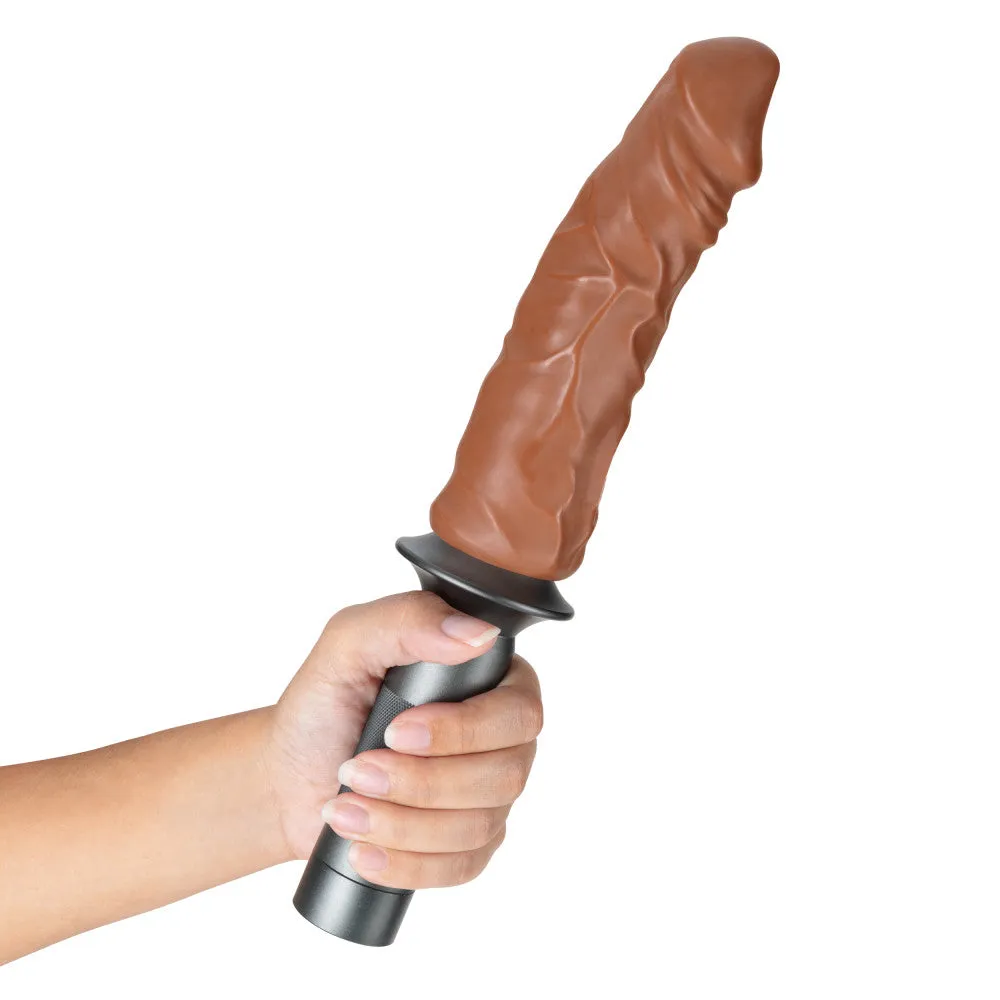 Lock On By Blush® | Karbonite Realistic Mocha 7.75-Inch Long Dildo With Suction Cup Adapter & Handle