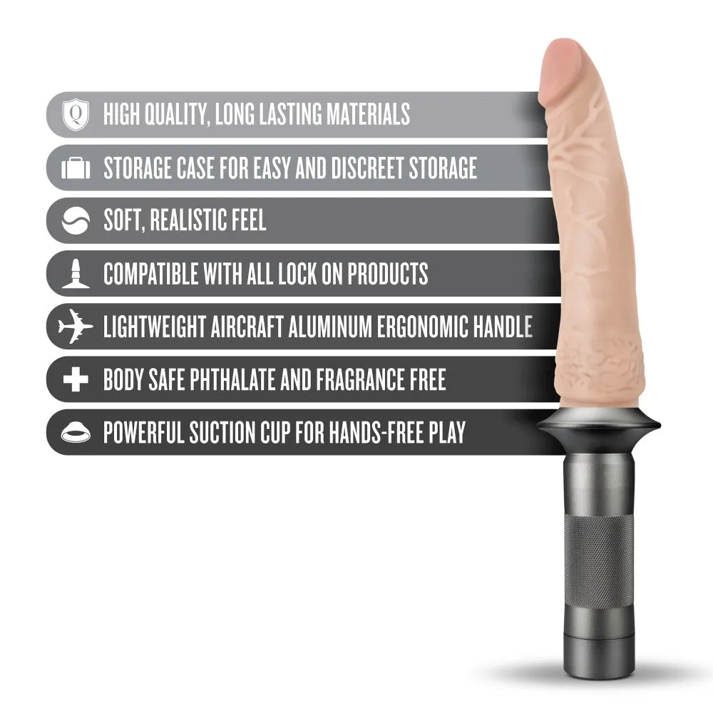 Lock On By Blush® | Karbonite Realistic Vanilla 7.75-Inch Long Dildo With Suction Cup Adapter & Handle