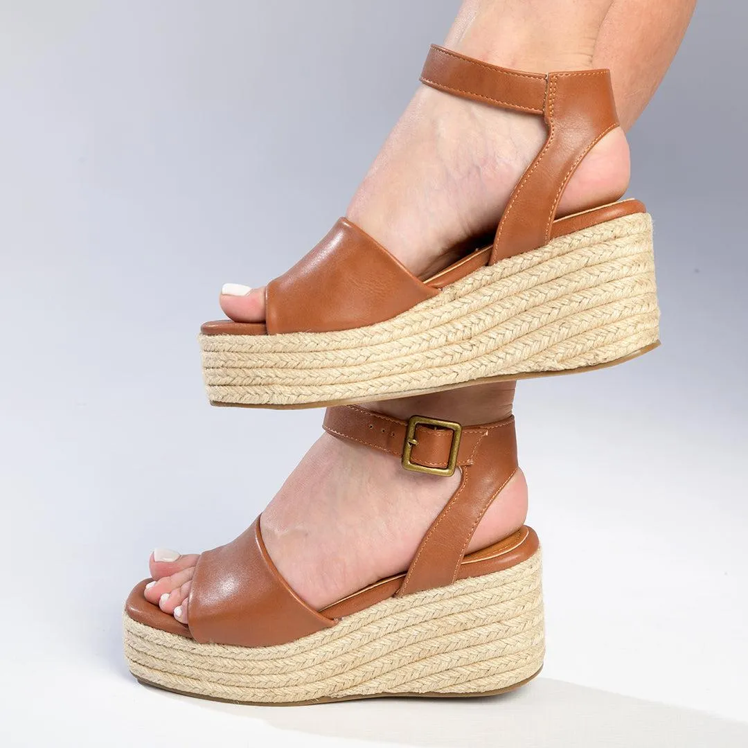 Madison Lauren Espadrille Wedge Sandal - Tan