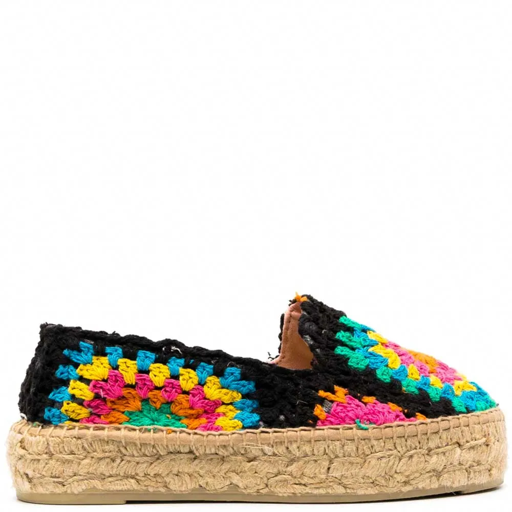 Manebì double sole espadrilles orange and pink on black