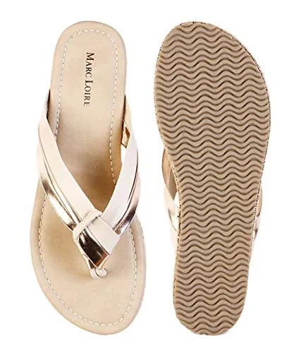 Marc Loire Women’s Comfortable Slip On Embellished T-Strap Flats (Cream, 8)