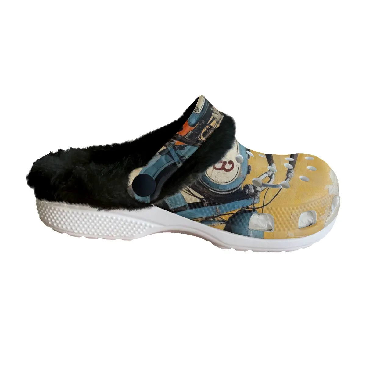 Mc#11 Men's Classic Clogs with Fleece, motorcycle print