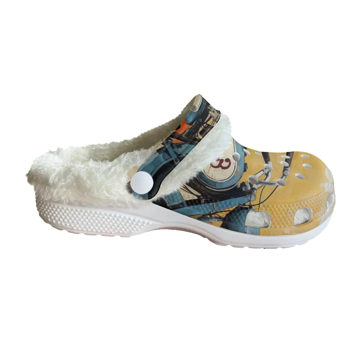 Mc#11 Men's Classic Clogs with Fleece, motorcycle print