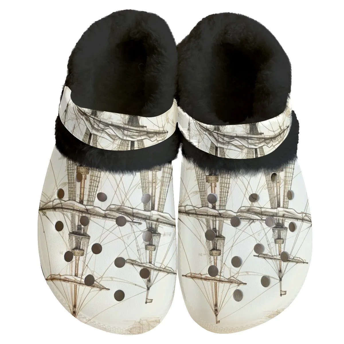 Mc#12 Men's Classic Clogs with Fleece, sailboat print