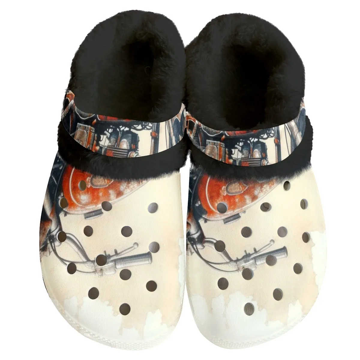 Mc#29 Men's Classic Clogs with Fleece, motorcycle print