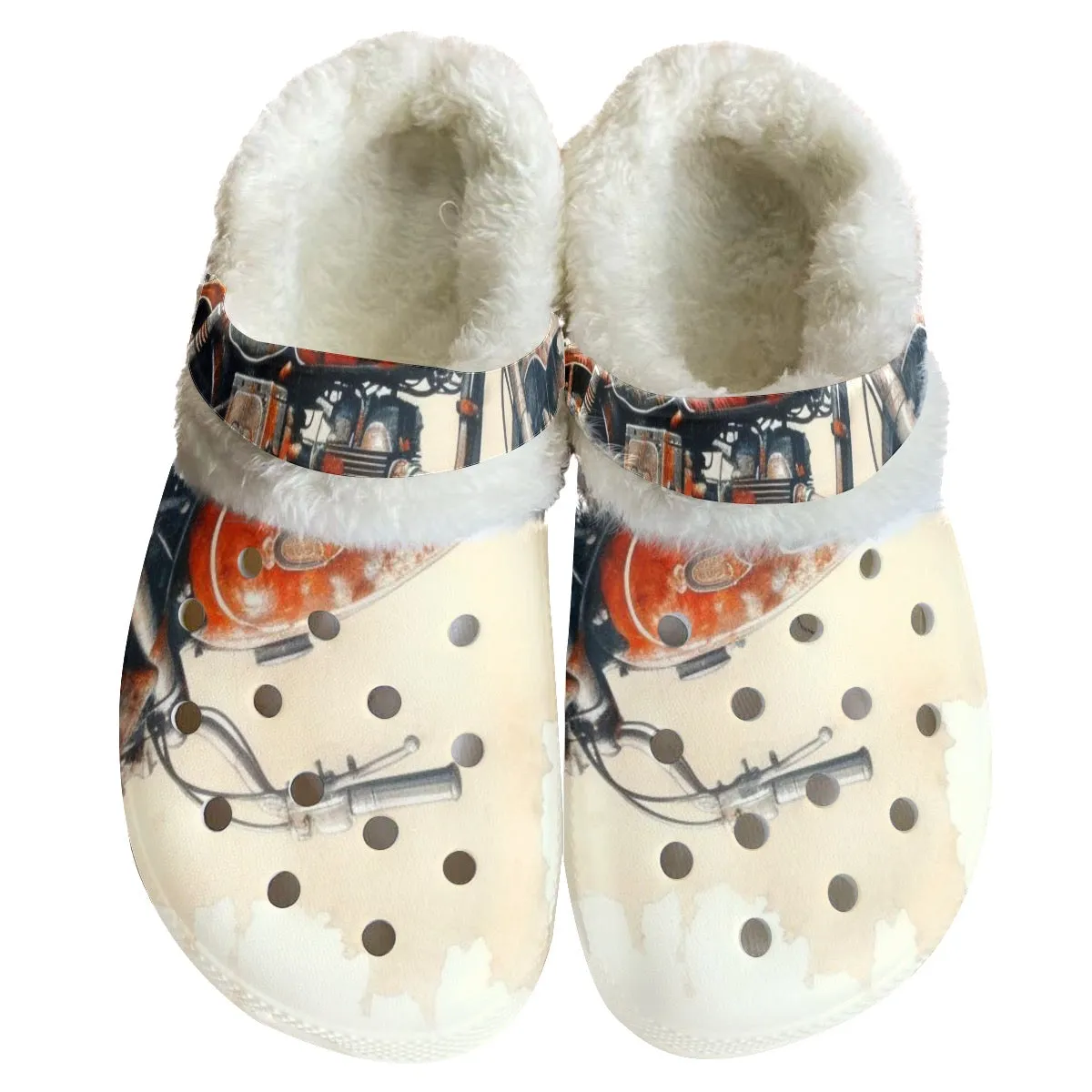 Mc#29 Men's Classic Clogs with Fleece, motorcycle print