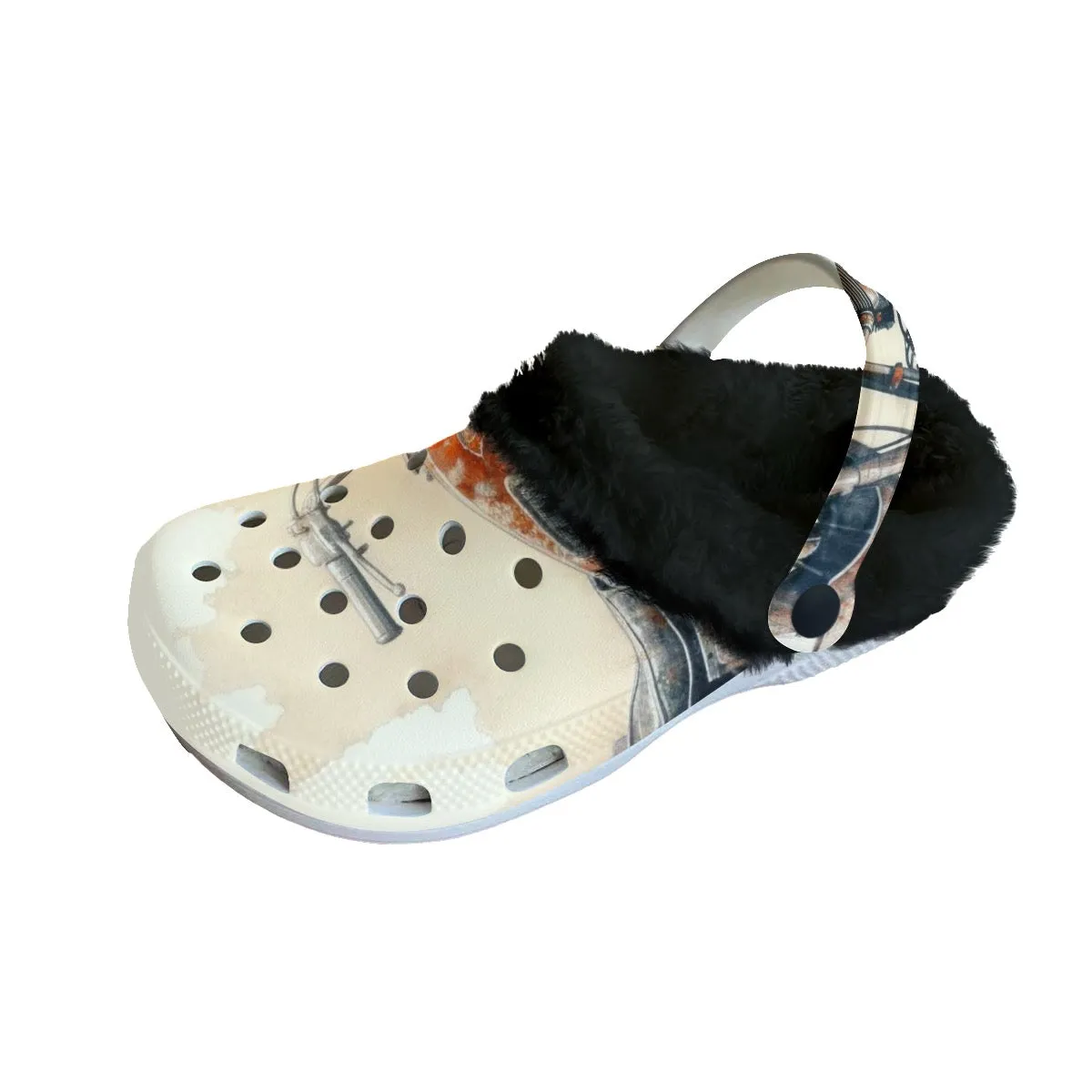 Mc#29 Men's Classic Clogs with Fleece, motorcycle print