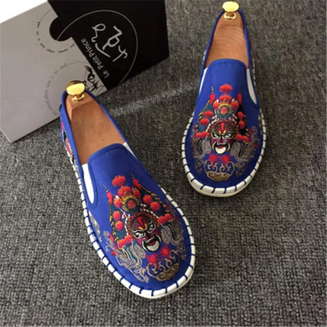 Men Colorful Embroidery Espadrilles Light Canvas Shoes