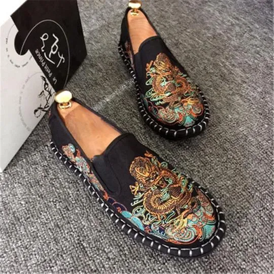 Men Colorful Embroidery Espadrilles Light Canvas Shoes