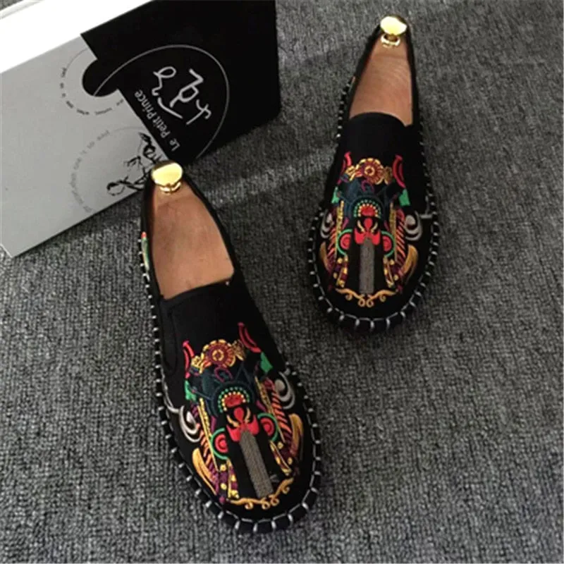 Men Colorful Embroidery Espadrilles Light Canvas Shoes