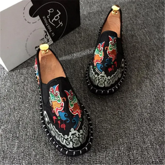 Men Colorful Embroidery Espadrilles Light Canvas Shoes