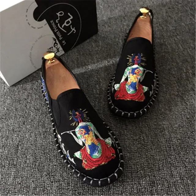 Men Colorful Embroidery Espadrilles Light Canvas Shoes