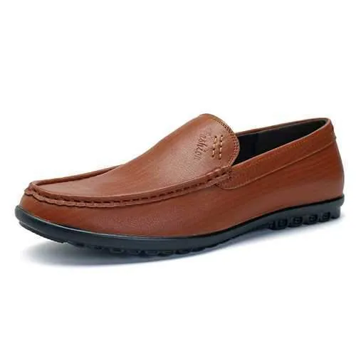 Men Comfy Sole Genuine Leather Slip On Loafers