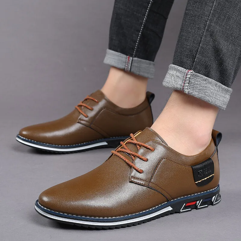 Men's Casual Shoes Pure Color Microfiber Leather Non-Slip Leisure Driving Shoes