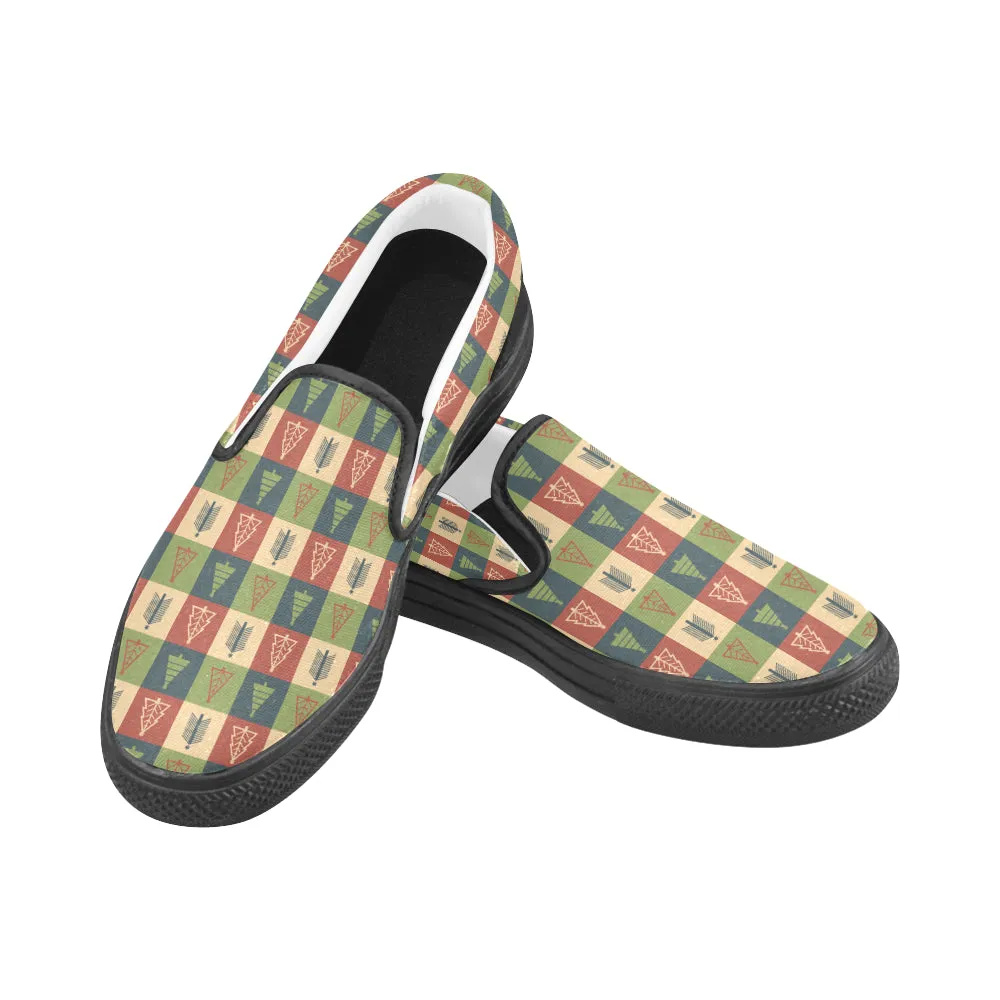 Men's Christmas Trees Print Big Size Canvas Slip On Shoes