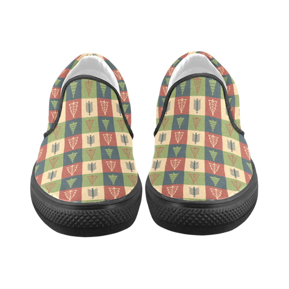 Men's Christmas Trees Print Big Size Canvas Slip On Shoes