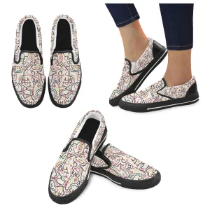 Men's Tangled Doodle Print Canvas Slip-on Shoes