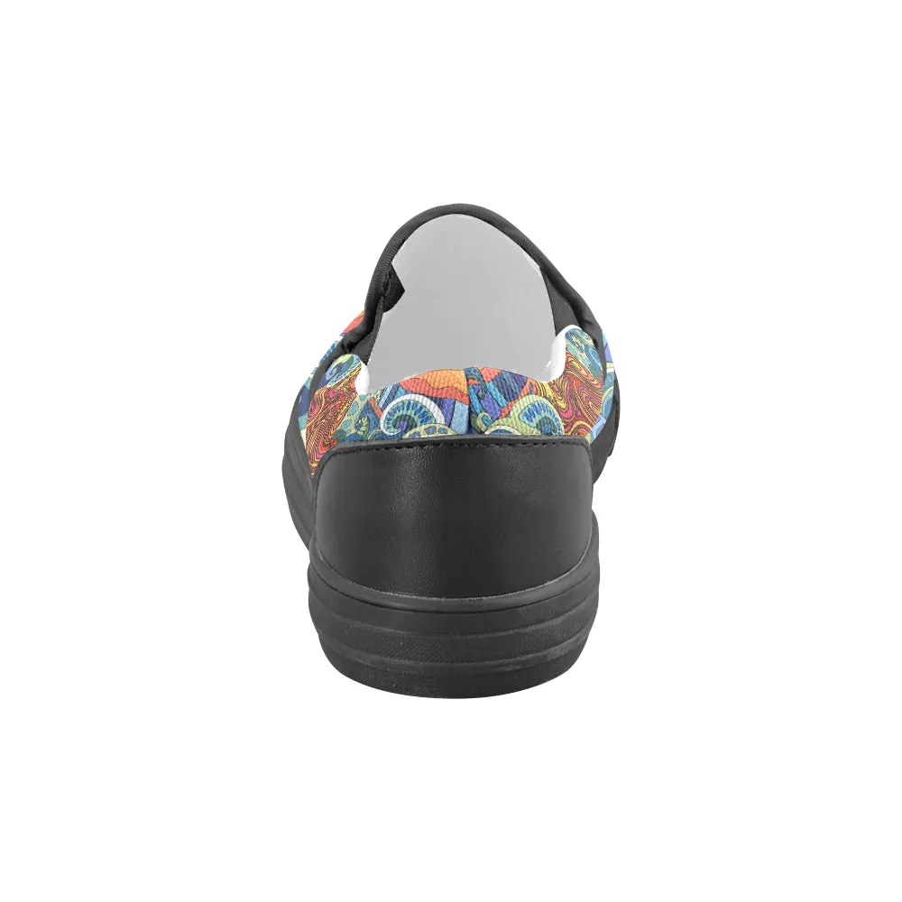 Men's Trippy Sun Psychedelic Print Canvas Slip-on Shoes