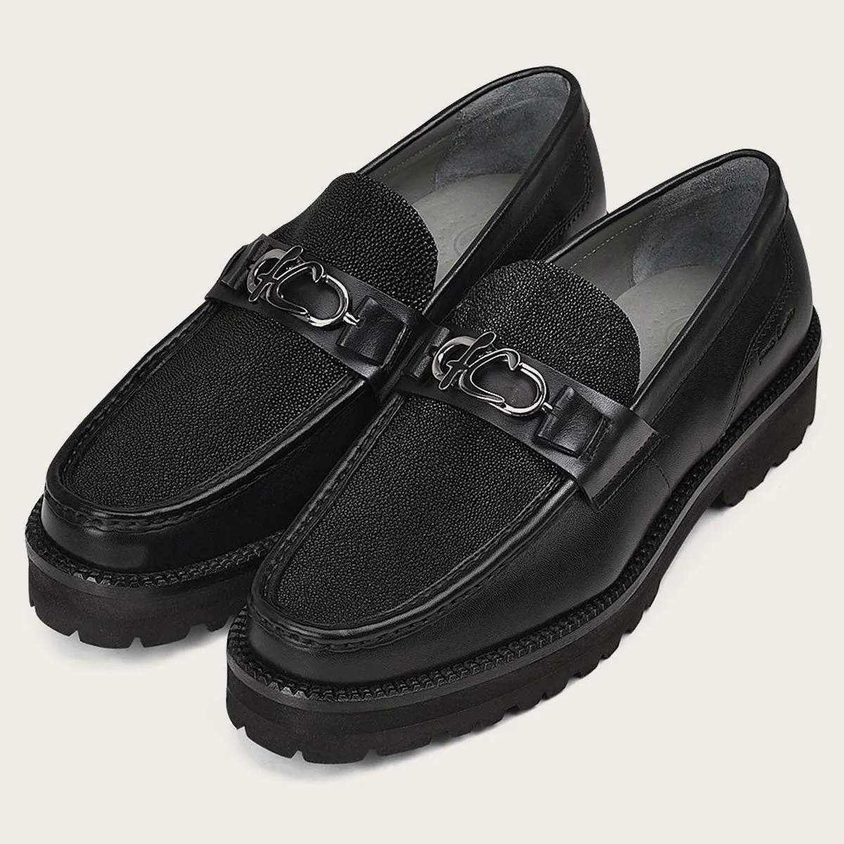 Mocasin black stingray shoe