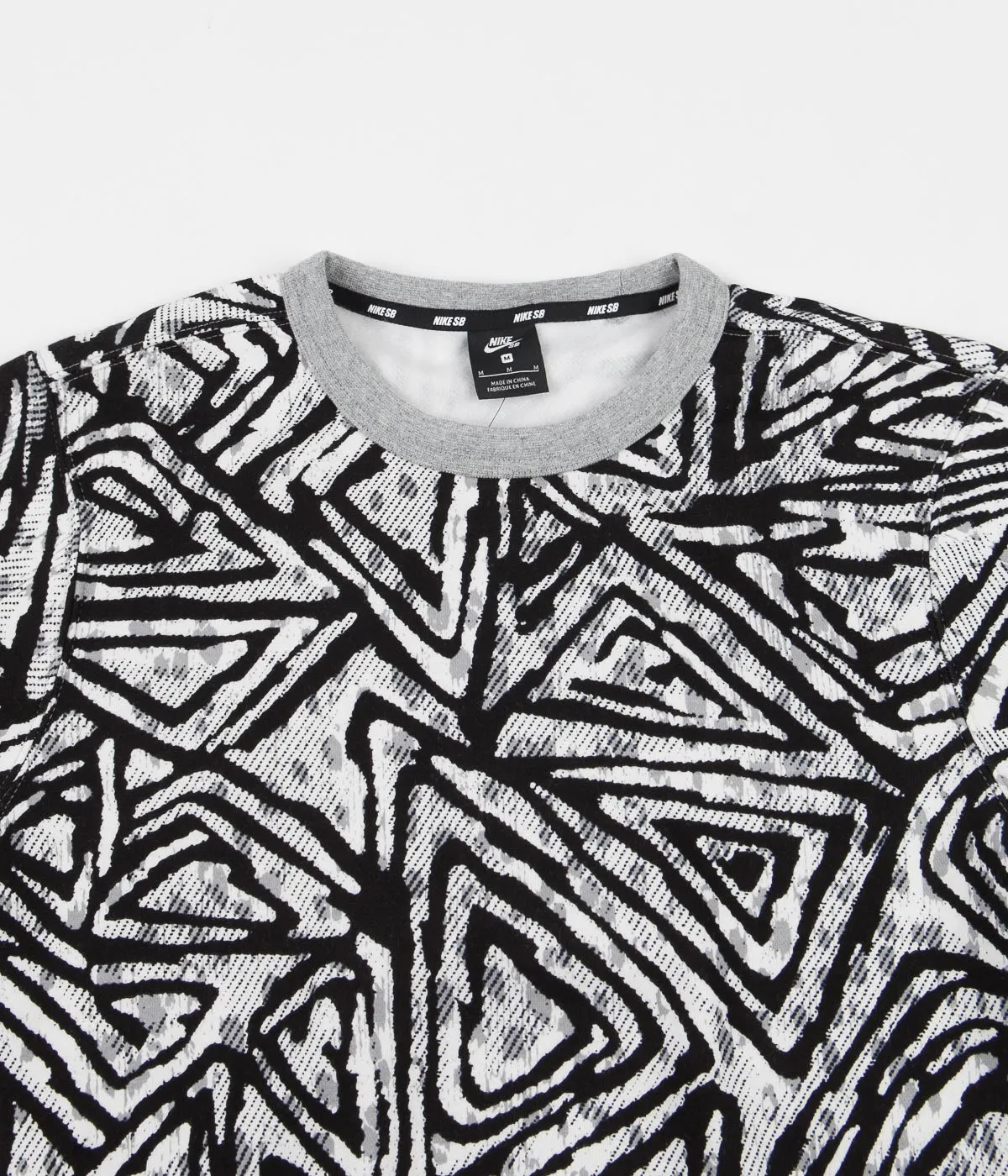 Nike SB All Over Print Crewneck Sweatshirt - Black / Dark Grey Heather / Sail