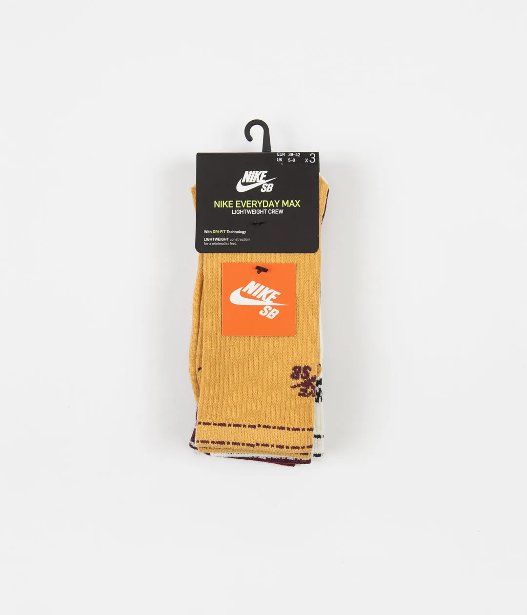 Nike SB Everyday Max Lightweight Crew Socks (3 Pair) - Burgundy / Orange / Cream