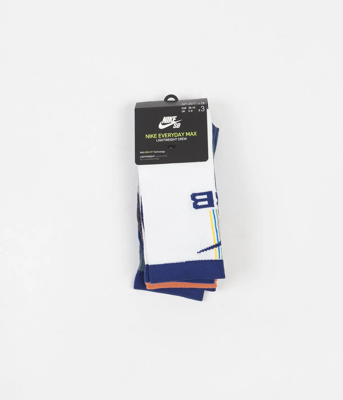 Nike SB Everyday Max Lightweight Crew Socks (3 Pair) - White / Green / Blue