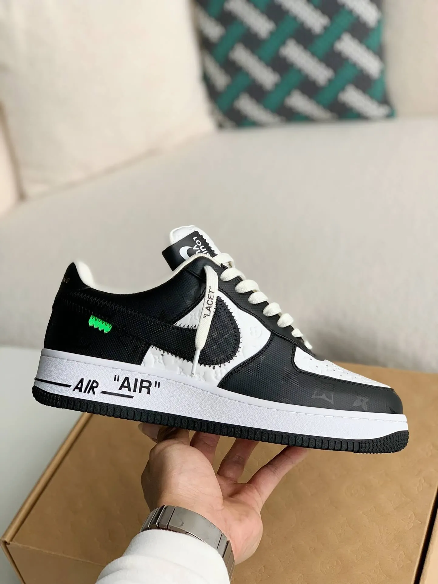 Nike x Louis Vuitton LV Air Force 1 Black White Sneakers