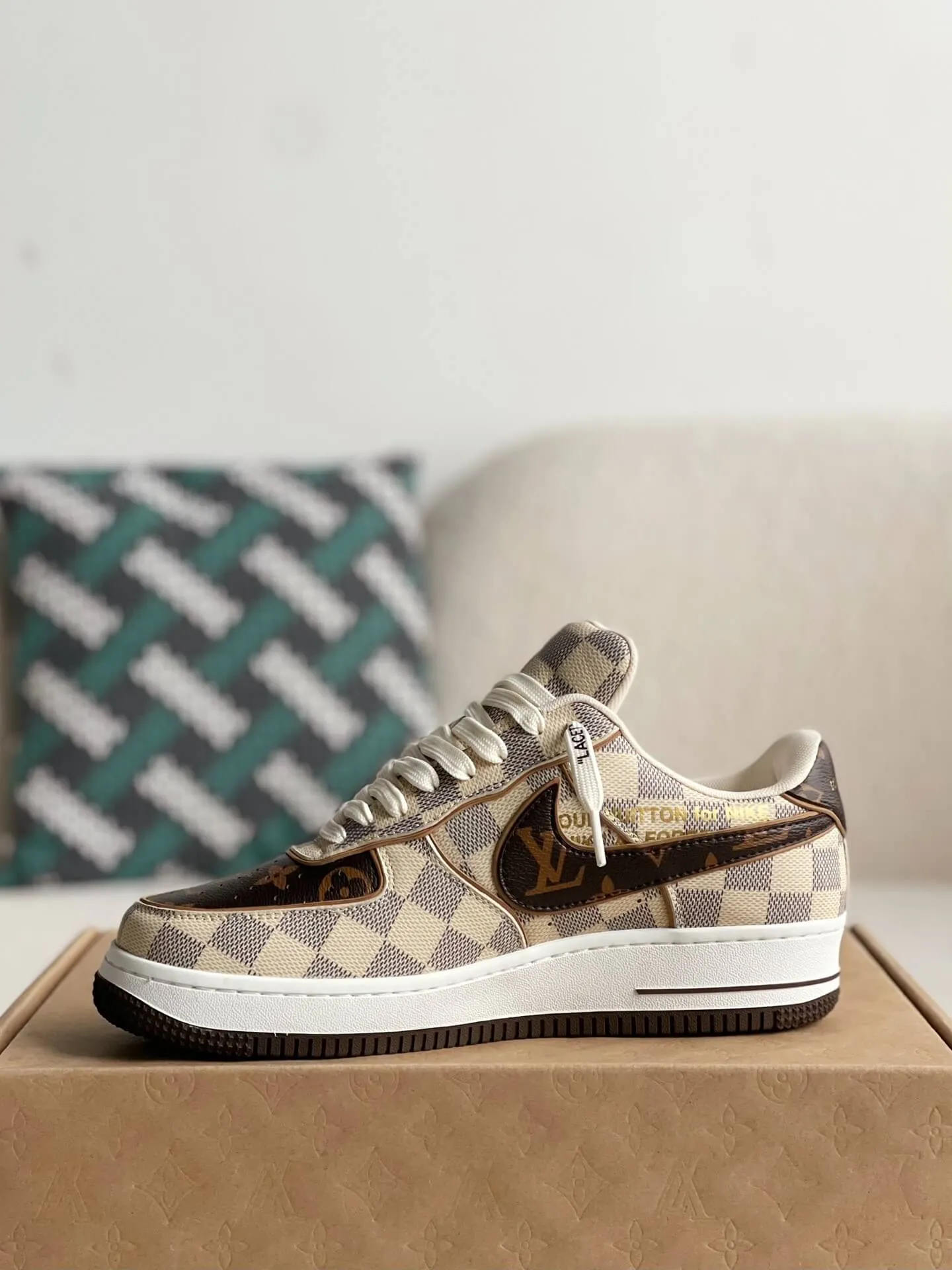 Nike x Louis Vuitton LV Air Force 1 Damier Canvas Sneakers