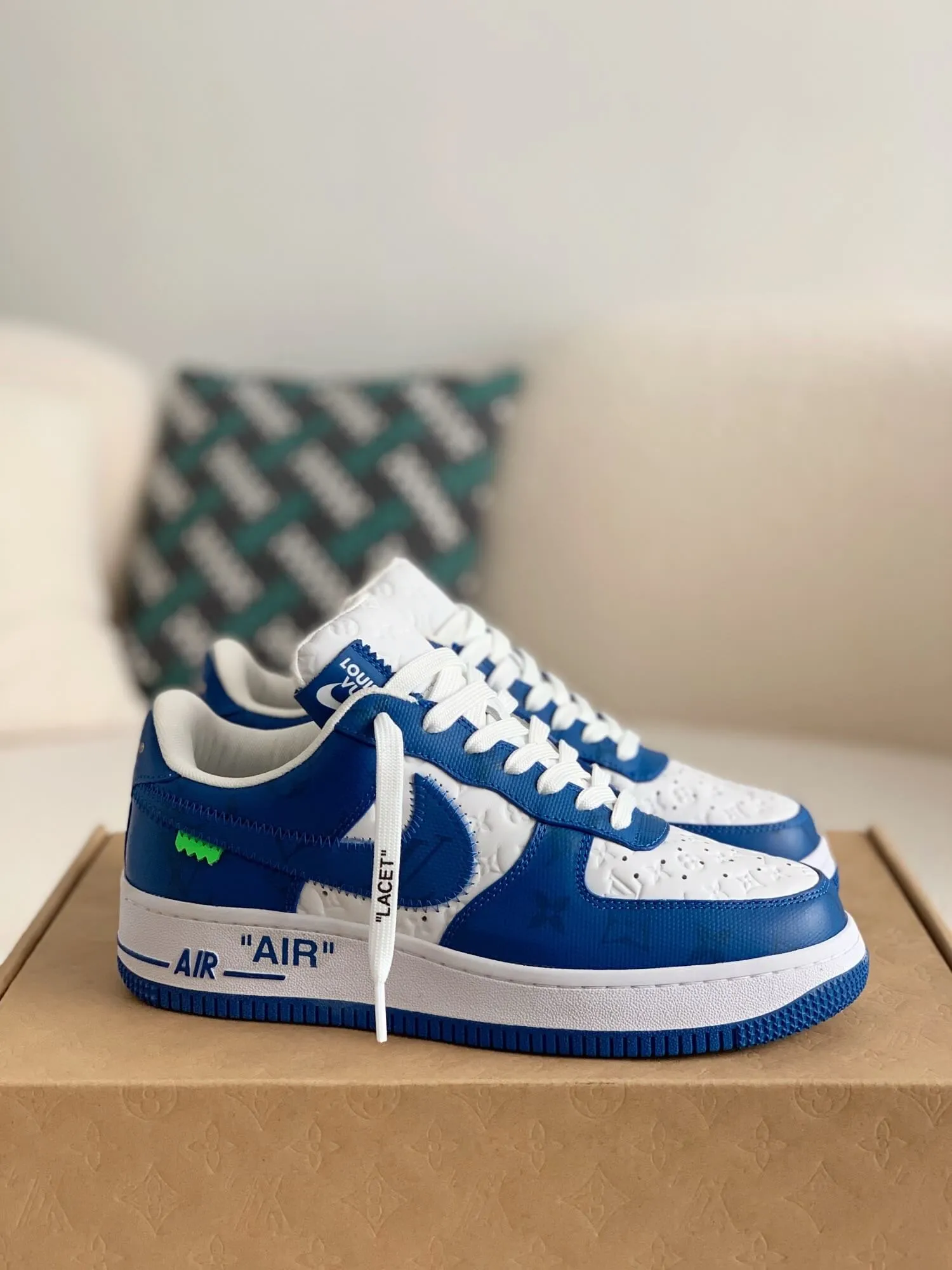 Nike x Louis Vuitton LV Air Force 1 White Blue Sneakers