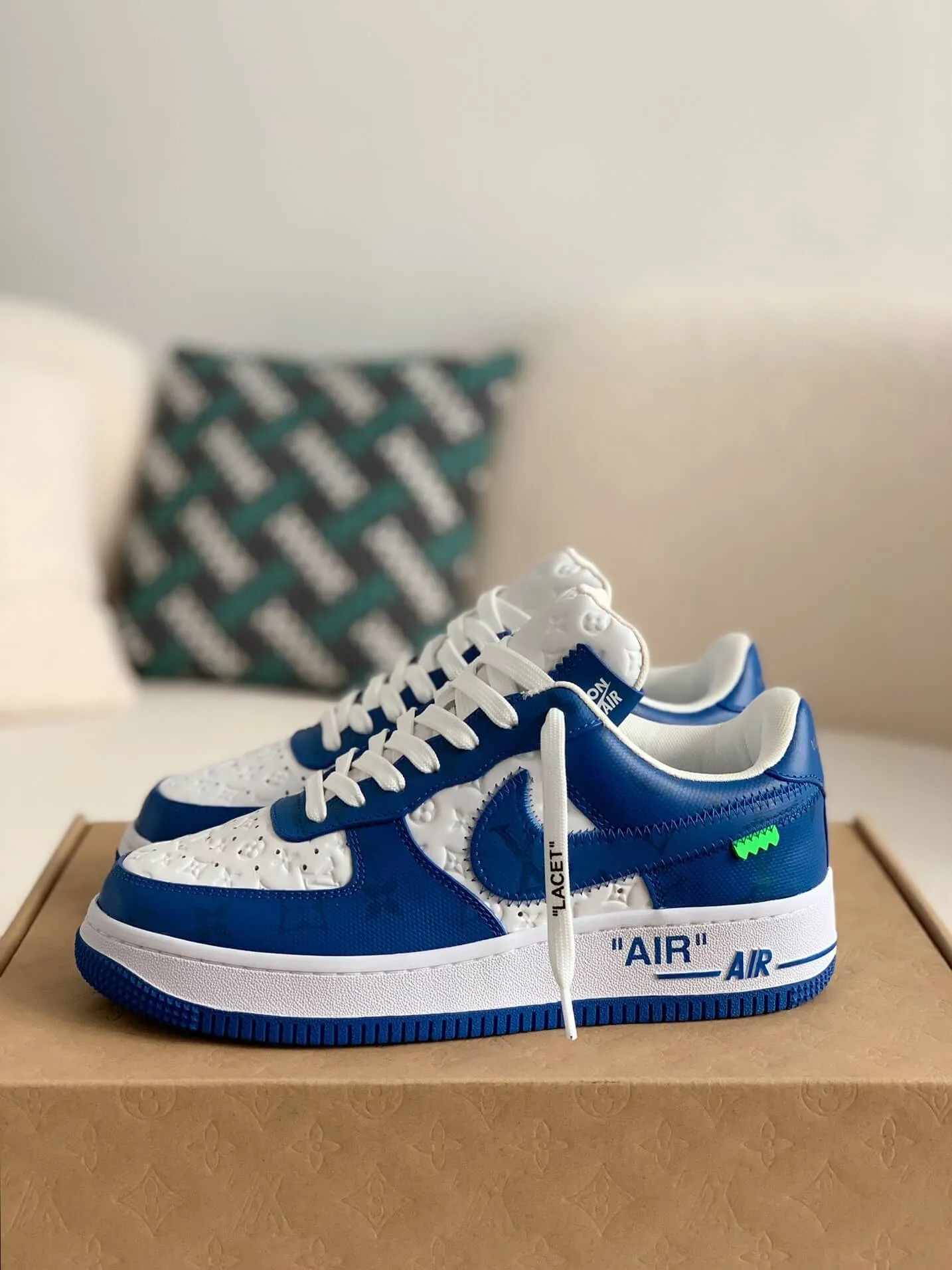 Nike x Louis Vuitton LV Air Force 1 White Blue Sneakers