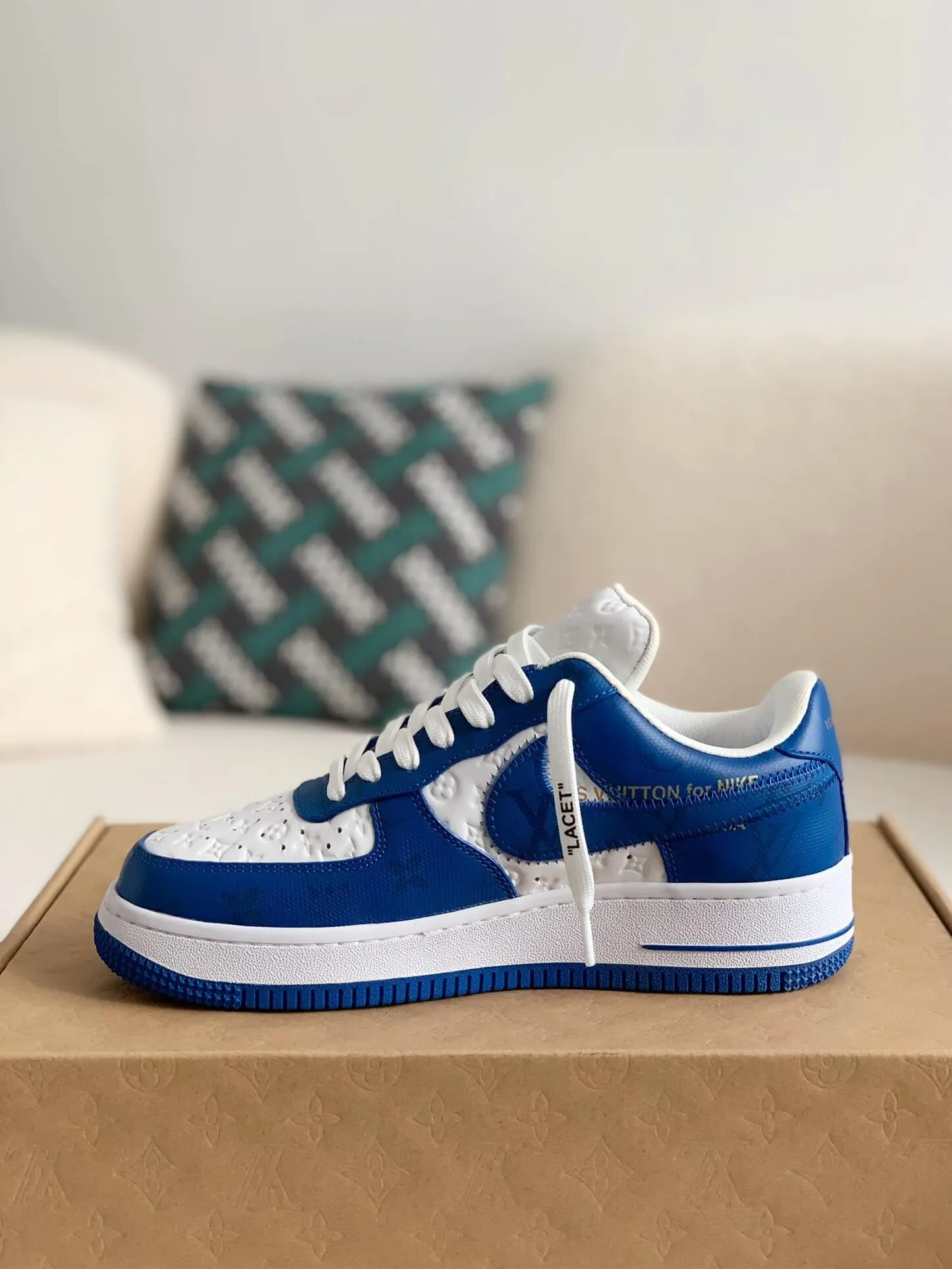 Nike x Louis Vuitton LV Air Force 1 White Blue Sneakers