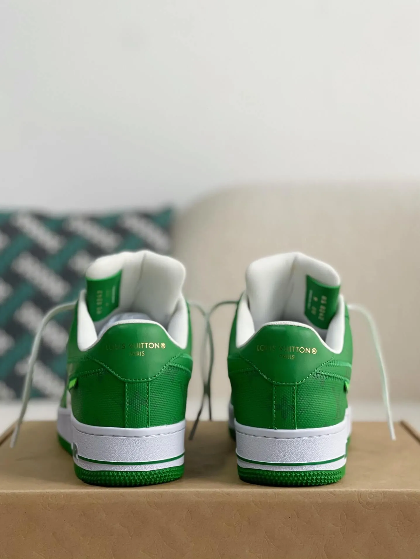 Nike x Louis Vuitton LV Air Force 1 White Green Sneakers