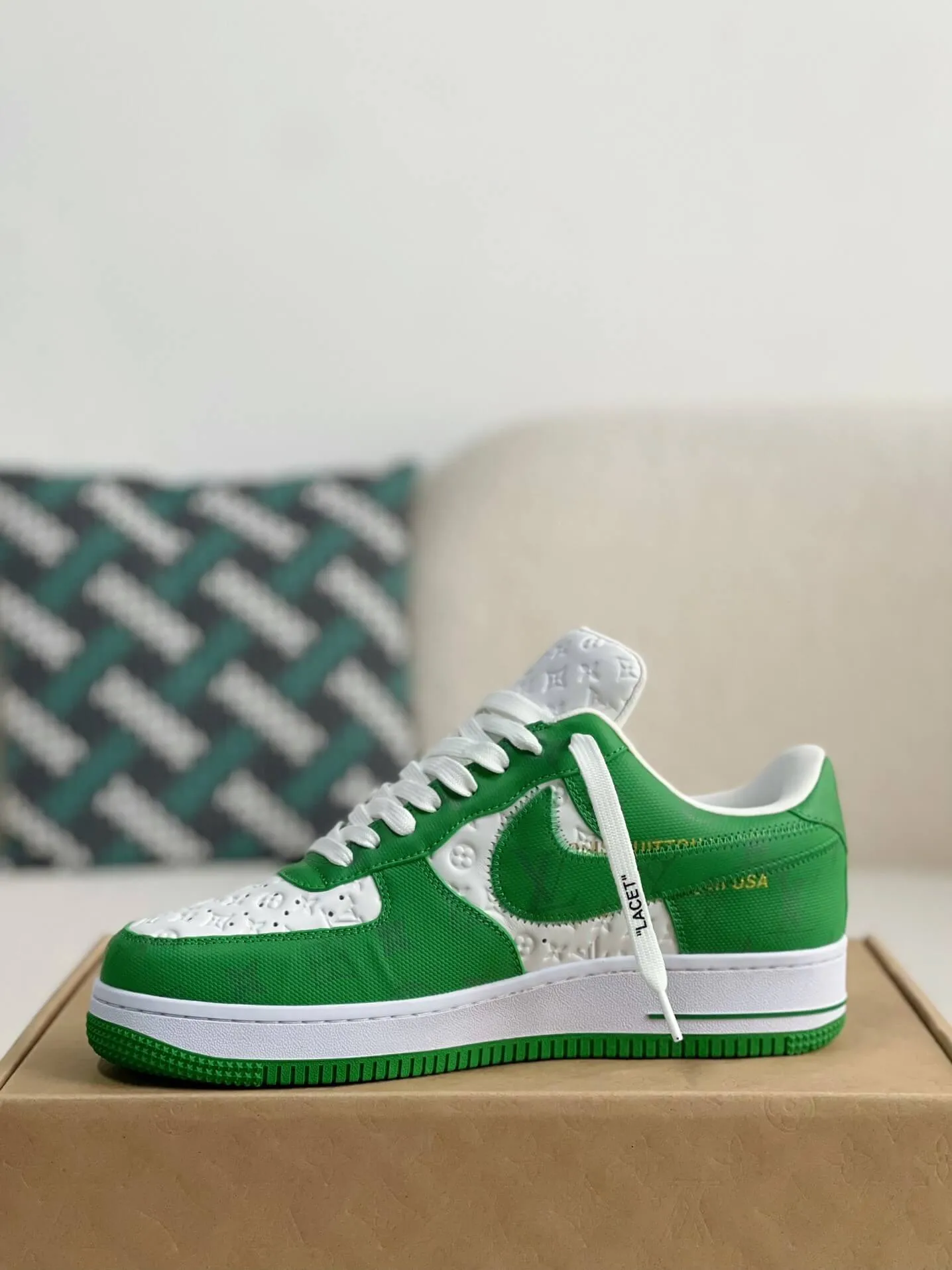 Nike x Louis Vuitton LV Air Force 1 White Green Sneakers