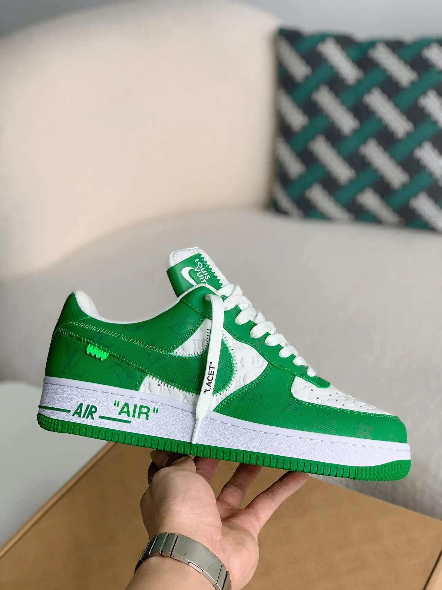 Nike x Louis Vuitton LV Air Force 1 White Green Sneakers