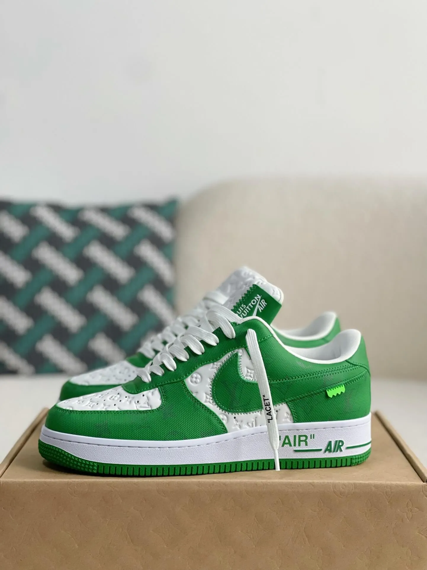 Nike x Louis Vuitton LV Air Force 1 White Green Sneakers