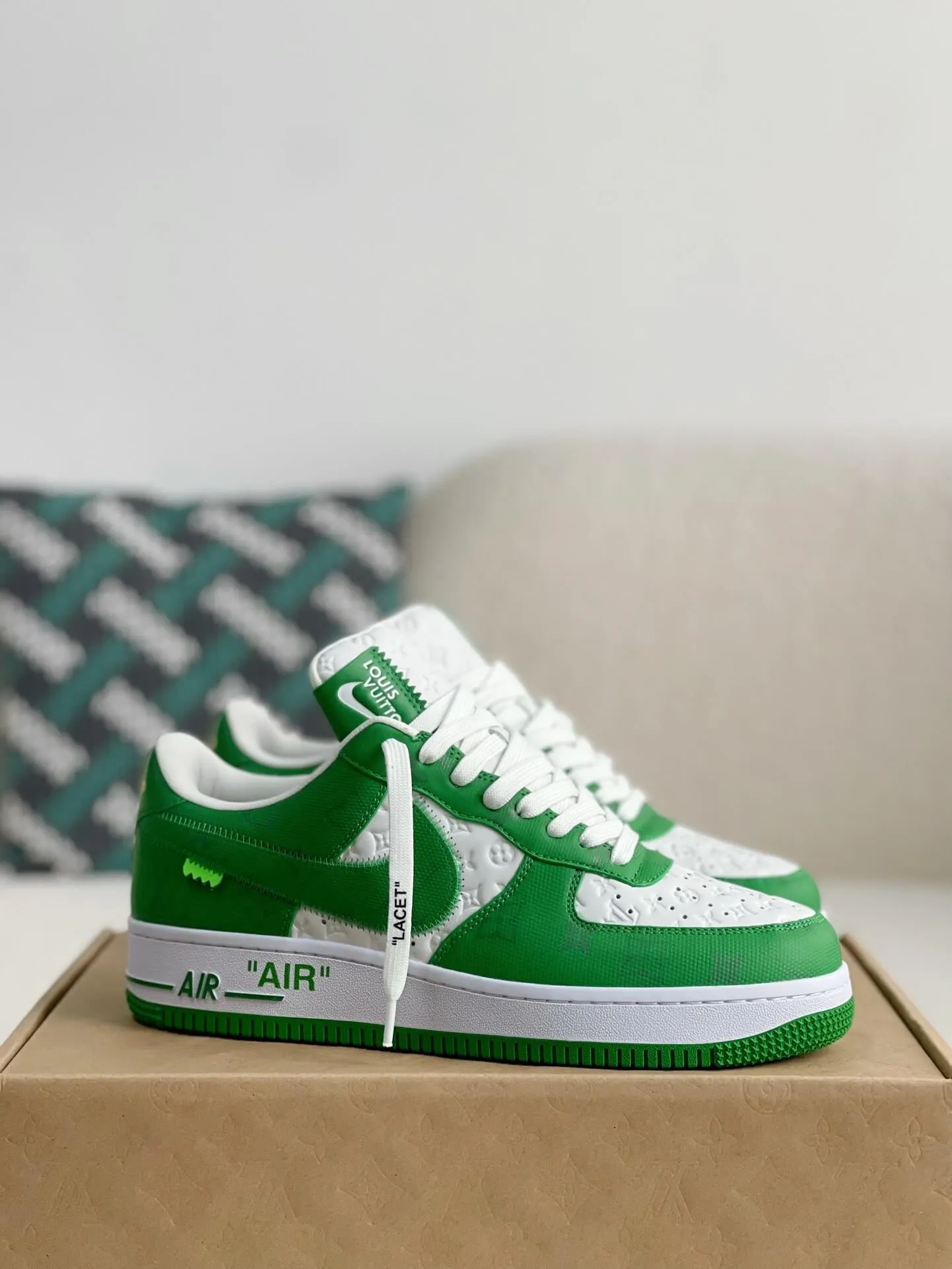 Nike x Louis Vuitton LV Air Force 1 White Green Sneakers