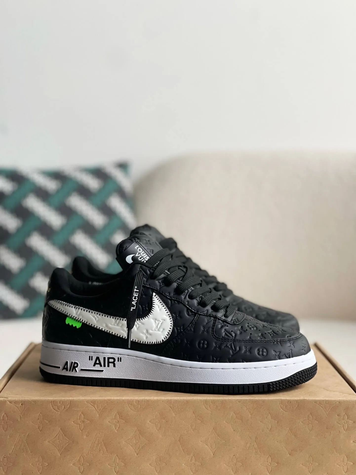 Nike x Off-White x Louis Vuitton LV Air Force 1 Black and White Monogram Sneakers